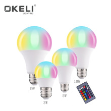 OKELI Low Price A70 3W 5W 10W 15W RGB Multicolor Color Changing Remote Control Dimmable LED RGB Bulb